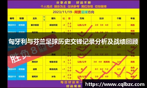 匈牙利与芬兰足球历史交锋记录分析及战绩回顾